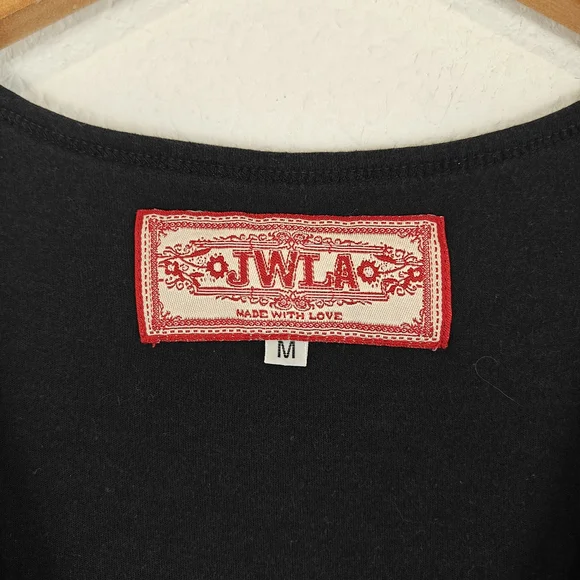Johnny Was JWLA Floral Embroidered T-shirt Dress in Black Y2K Size Medium - Picture 11 of 15